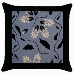 Folk Flowers Print Floral Pattern Ethnic Art Throw Pillow Case (black) by Eskimos