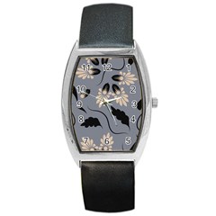 Folk Flowers Print Floral Pattern Ethnic Art Barrel Style Metal Watch by Eskimos