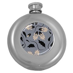 Folk Flowers Print Floral Pattern Ethnic Art Round Hip Flask (5 Oz) by Eskimos