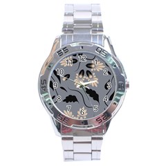 Folk Flowers Print Floral Pattern Ethnic Art Stainless Steel Analogue Watch by Eskimos