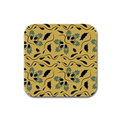 Folk Flowers Print Floral Pattern Ethnic Art Rubber Square Coaster (4 Pack) by Eskimos