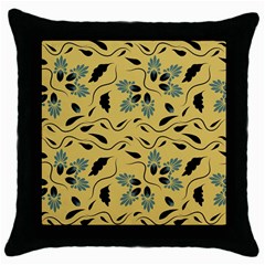 Folk Flowers Print Floral Pattern Ethnic Art Throw Pillow Case (black) by Eskimos