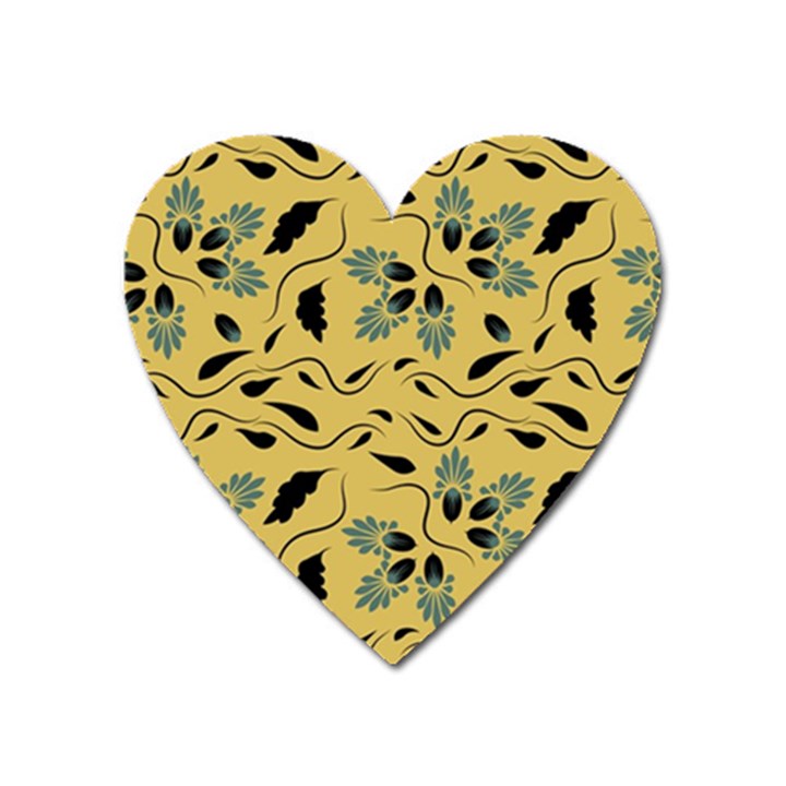 Folk flowers print Floral pattern Ethnic art Heart Magnet