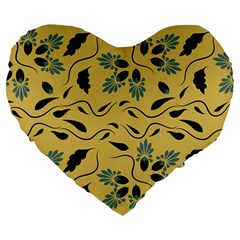 Folk Flowers Print Floral Pattern Ethnic Art Large 19  Premium Heart Shape Cushions by Eskimos