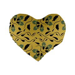 Folk Flowers Print Floral Pattern Ethnic Art Standard 16  Premium Flano Heart Shape Cushions by Eskimos