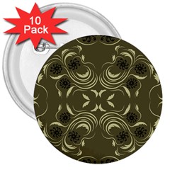 Folk Flowers Print Floral Pattern Ethnic Art 3  Buttons (10 Pack)  by Eskimos