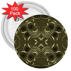 Folk Flowers Print Floral Pattern Ethnic Art 3  Buttons (100 Pack)  by Eskimos