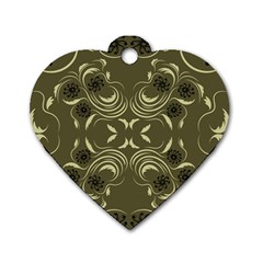 Folk Flowers Print Floral Pattern Ethnic Art Dog Tag Heart (two Sides) by Eskimos