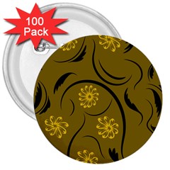 Folk Flowers Print Floral Pattern Ethnic Art 3  Buttons (100 Pack)  by Eskimos