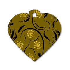 Folk Flowers Print Floral Pattern Ethnic Art Dog Tag Heart (one Side) by Eskimos