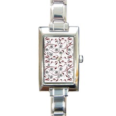 Folk Flowers Print Floral Pattern Ethnic Art Rectangle Italian Charm Watch by Eskimos