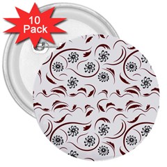 Folk Flowers Print Floral Pattern Ethnic Art 3  Buttons (10 Pack)  by Eskimos