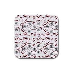 Folk Flowers Print Floral Pattern Ethnic Art Rubber Square Coaster (4 Pack) by Eskimos