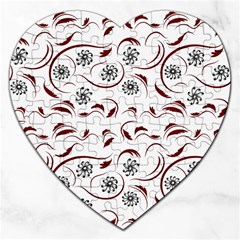 Folk Flowers Print Floral Pattern Ethnic Art Jigsaw Puzzle (heart) by Eskimos