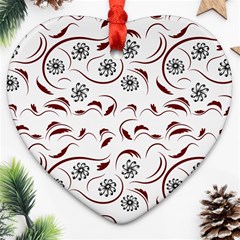 Folk Flowers Print Floral Pattern Ethnic Art Heart Ornament (two Sides) by Eskimos