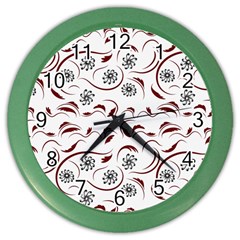 Folk Flowers Print Floral Pattern Ethnic Art Color Wall Clock by Eskimos