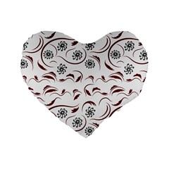 Folk Flowers Print Floral Pattern Ethnic Art Standard 16  Premium Heart Shape Cushions by Eskimos