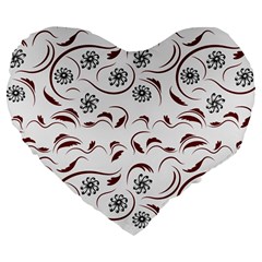 Folk Flowers Print Floral Pattern Ethnic Art Large 19  Premium Flano Heart Shape Cushions by Eskimos