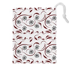 Folk Flowers Print Floral Pattern Ethnic Art Drawstring Pouch (5xl) by Eskimos