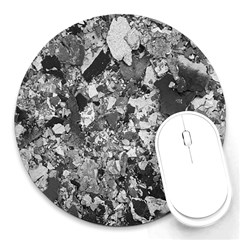 Black And White Debris Texture Print Round Mousepads by dflcprintsclothing