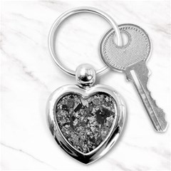 Black And White Debris Texture Print Key Chain (heart) by dflcprintsclothing