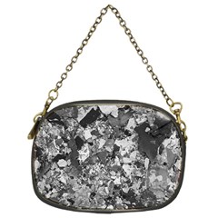 Black And White Debris Texture Print Chain Purse (two Sides)