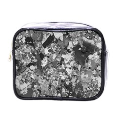 Black And White Debris Texture Print Mini Toiletries Bag (one Side) by dflcprintsclothing