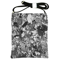 Black And White Debris Texture Print Shoulder Sling Bag by dflcprintsclothing