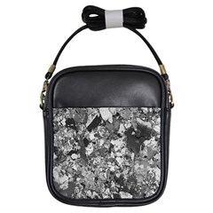 Black And White Debris Texture Print Girls Sling Bag by dflcprintsclothing