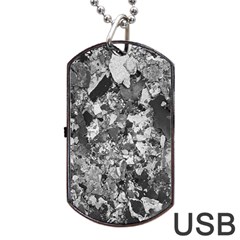 Black And White Debris Texture Print Dog Tag Usb Flash (one Side) by dflcprintsclothing