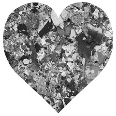 Black And White Debris Texture Print Wooden Puzzle Heart by dflcprintsclothing