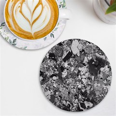 Black And White Debris Texture Print Uv Print Round Tile Coaster by dflcprintsclothing