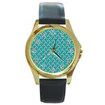 Digital Illusion Round Gold Metal Watch Front