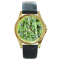 Green Desire Round Gold Metal Watch by DimitriosArt