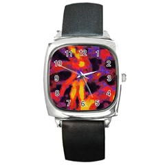 Requiem  Of The Lava  Stars Square Metal Watch by DimitriosArt