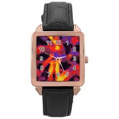 Requiem  Of The Lava  Stars Rose Gold Leather Watch  by DimitriosArt