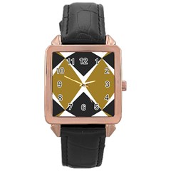 Abstract Pattern Geometric Backgrounds   Rose Gold Leather Watch  by Eskimos