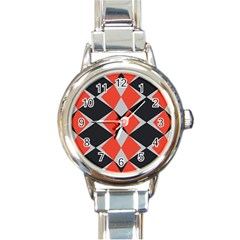 Abstract Pattern Geometric Backgrounds   Round Italian Charm Watch by Eskimos