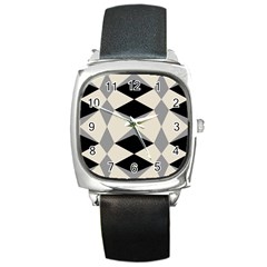 Abstract Pattern Geometric Backgrounds   Square Metal Watch by Eskimos