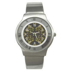 Folk flowers print Floral pattern Ethnic art Stainless Steel Watch