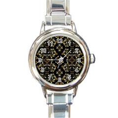 Folk Flowers Print Floral Pattern Ethnic Art Round Italian Charm Watch by Eskimos