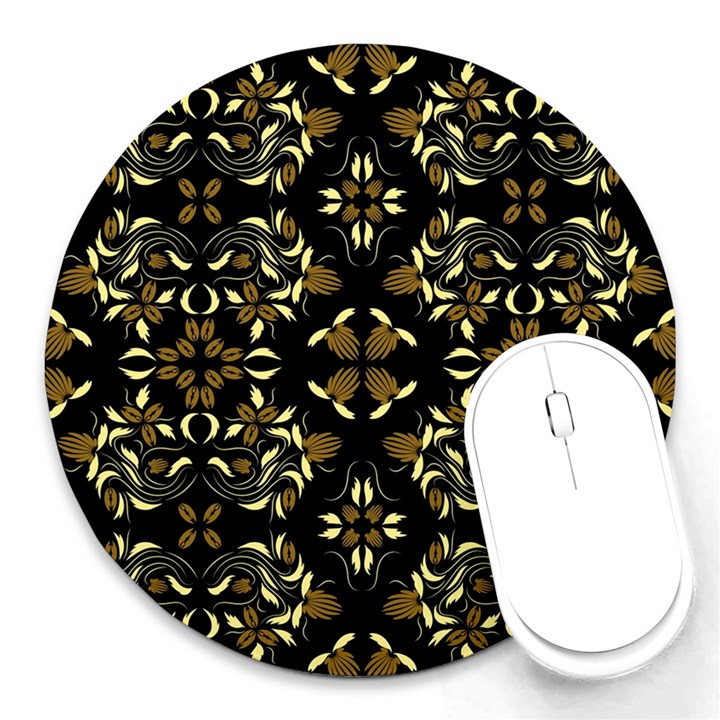 Folk flowers print Floral pattern Ethnic art Round Mousepads