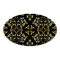 Folk Flowers Print Floral Pattern Ethnic Art Oval Magnet by Eskimos