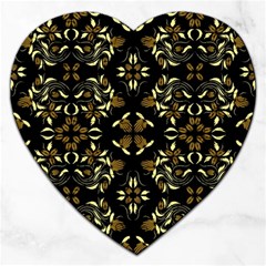 Folk Flowers Print Floral Pattern Ethnic Art Jigsaw Puzzle (heart) by Eskimos