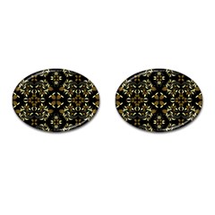 Folk flowers print Floral pattern Ethnic art Cufflinks (Oval)