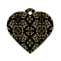 Folk Flowers Print Floral Pattern Ethnic Art Dog Tag Heart (two Sides)