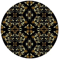 Folk flowers print Floral pattern Ethnic art Wooden Puzzle Round