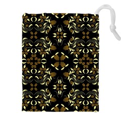 Folk Flowers Print Floral Pattern Ethnic Art Drawstring Pouch (4xl) by Eskimos