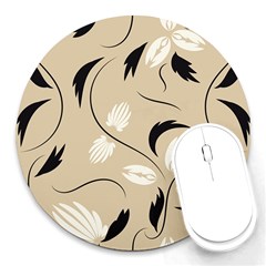 Folk Flowers Print Floral Pattern Ethnic Art Round Mousepads by Eskimos