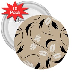 Folk Flowers Print Floral Pattern Ethnic Art 3  Buttons (10 Pack)  by Eskimos